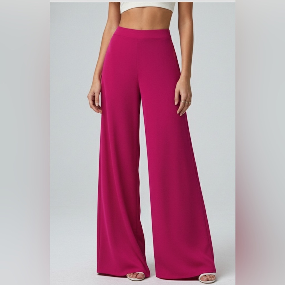 High Waist Wide Leg Pants Pink - Picture 2 of 7
